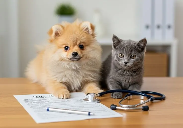 Un cachorro y un gatito